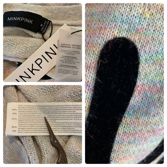 MINKPINK Um Yay Sweatshirt Confetti Gray Medium - Picture 7 of 8